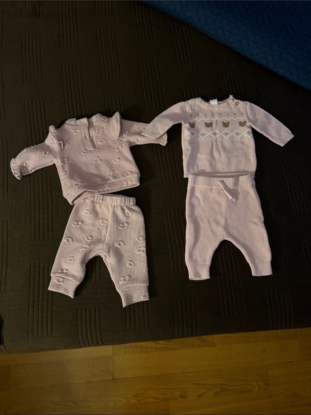 Carter's Pink and Brown Baby Sweater - Heart/Sheep Pattern
